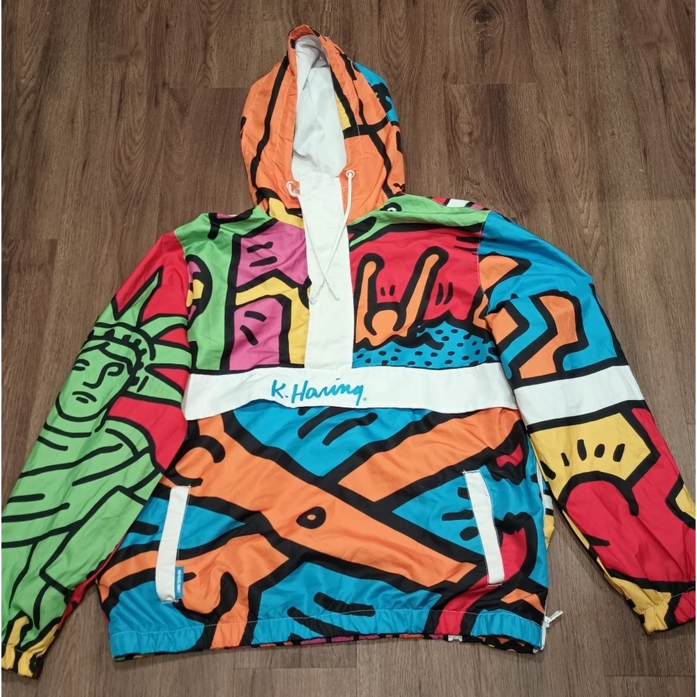 K. Haring Members Only Men/Women Anorak Jacket Color block Artistic Size M